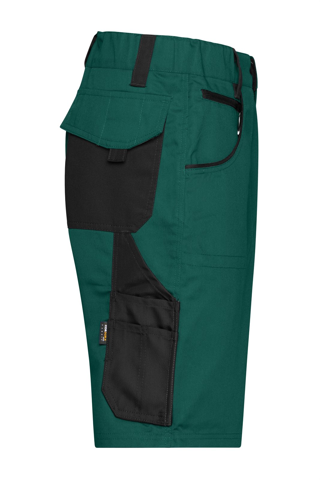 Hose Unisex Schwarz/Grün – Workwear Bermudas - STRONG -, Detailansicht