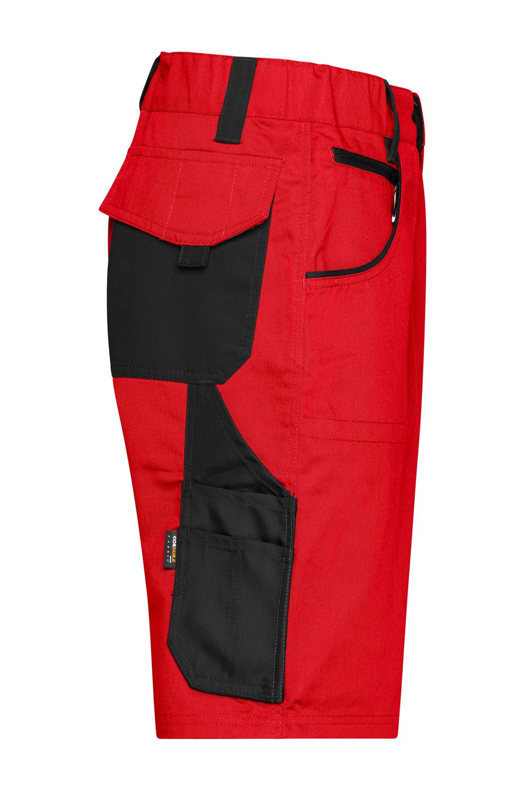Hose Unisex Schwarz/Rot – Workwear Bermudas - STRONG -, Detailansicht