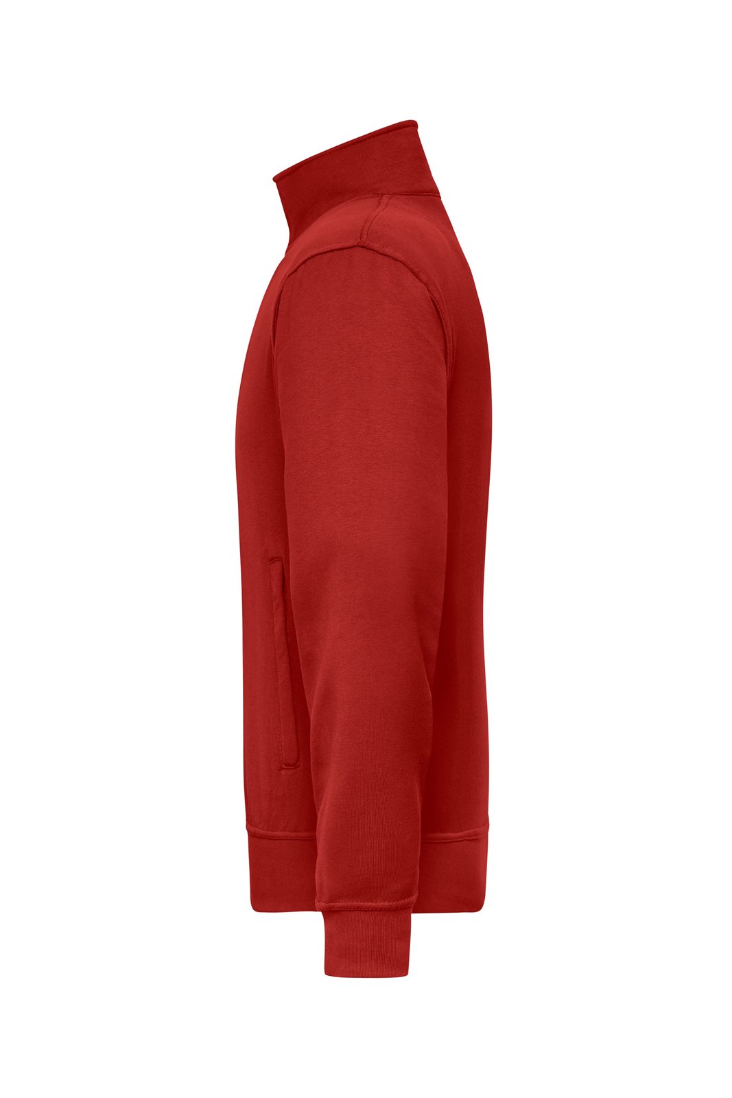 Jacke Unisex Rot/Weinrot – Workwear Sweat Jacket, Detailansicht