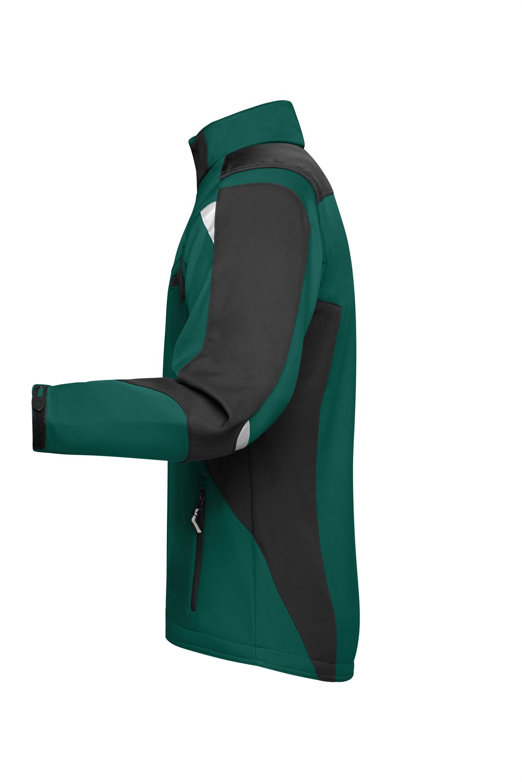 Jacke Unisex Schwarz/Grün – Workwear Softshell Jacket - STRONG -, Detailansicht