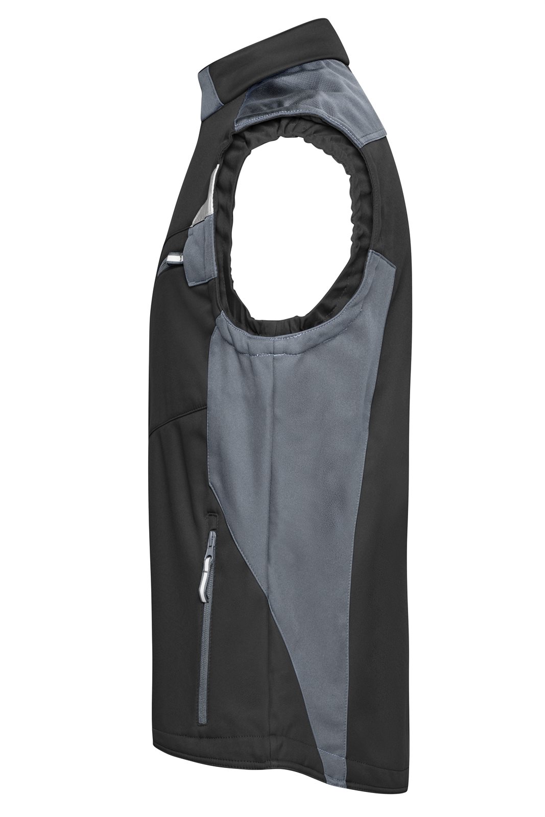 Weste Unisex Schwarz/Grau – Workwear Softshell Vest - STRONG -, Detailansicht