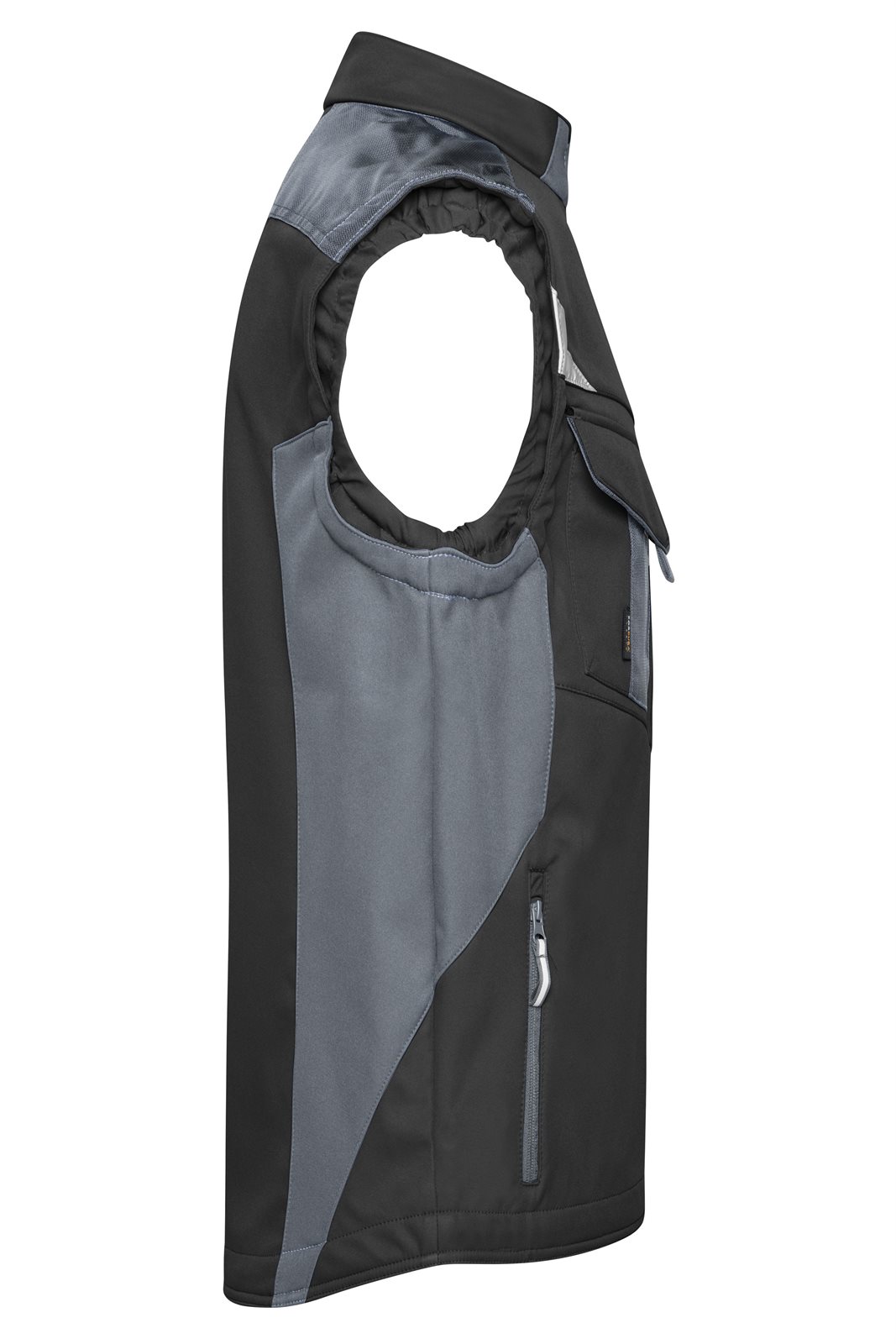 Weste Unisex Schwarz/Grau – Workwear Softshell Vest - STRONG -, Detailansicht