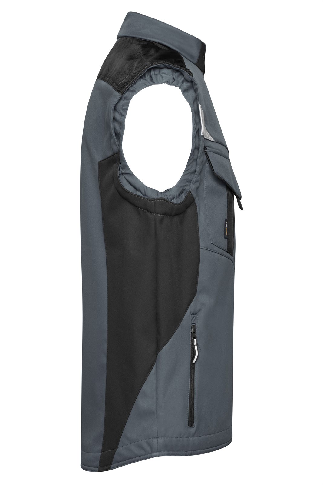 Weste Unisex Schwarz/Grau – Workwear Softshell Vest - STRONG -, Detailansicht