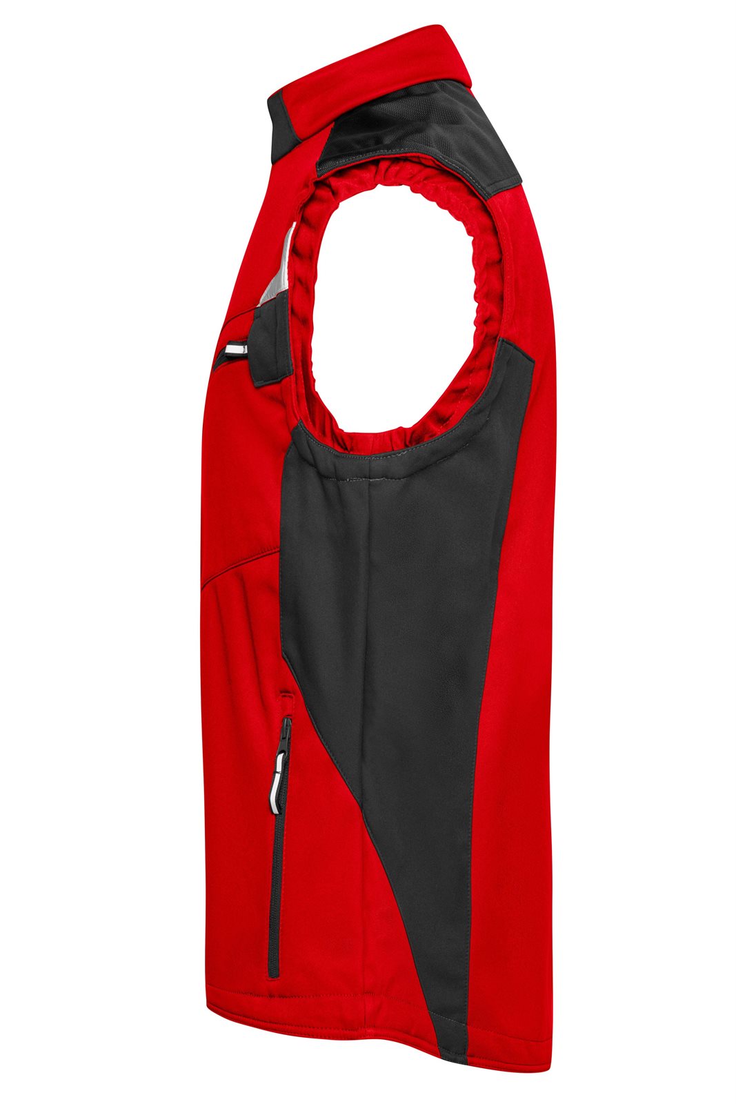 Weste Unisex Schwarz/Rot – Workwear Softshell Vest - STRONG -, Detailansicht