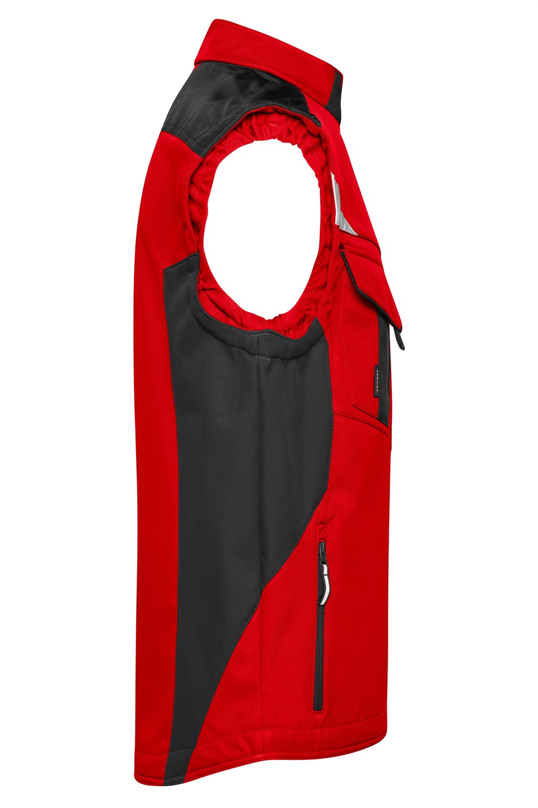Weste Unisex Schwarz/Rot – Workwear Softshell Vest - STRONG -, Detailansicht