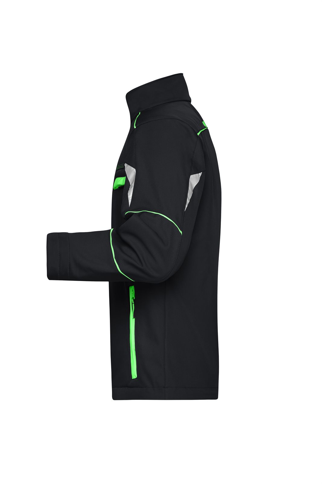 Jacke Unisex Schwarz/Grün – Workwear Softshell Jacket - COLOR -, Detailansicht