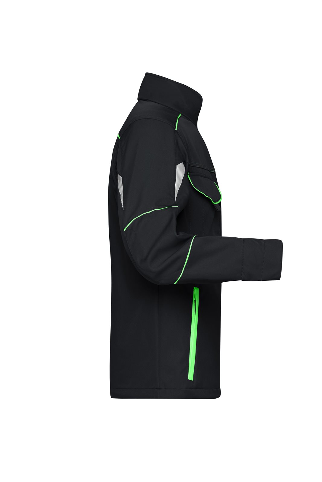 Jacke Unisex Schwarz/Grün – Workwear Softshell Jacket - COLOR -, Detailansicht