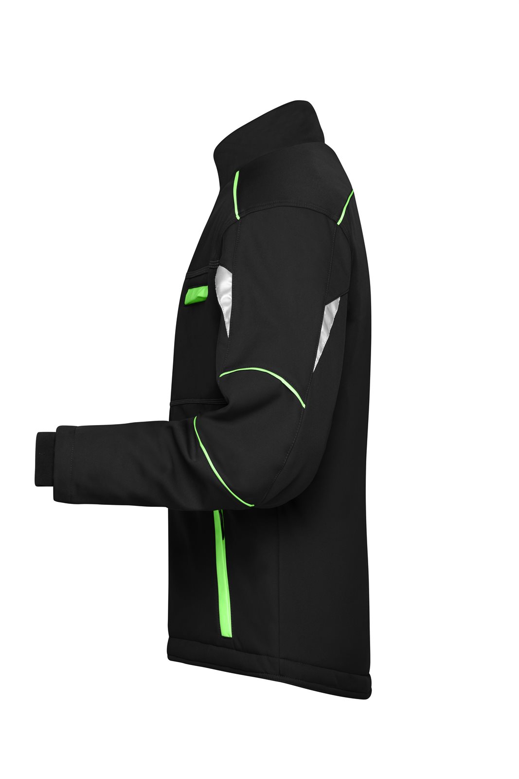 Jacke Unisex Schwarz/Grün – Workwear Softshell Padded Jacket - COLOR -, Detailansicht