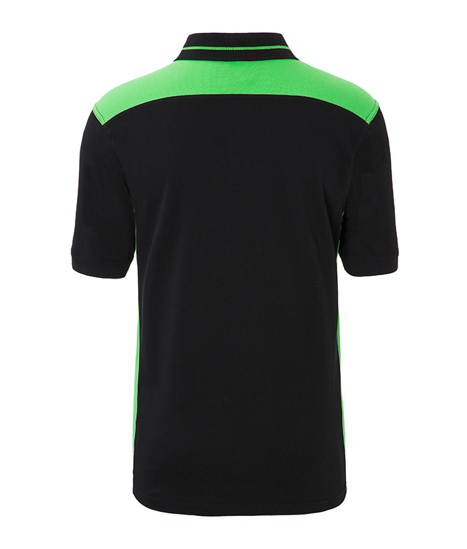 Poloshirt Herren Schwarz/Grün – Men's Workwear Polo - COLOR -, Detailansicht