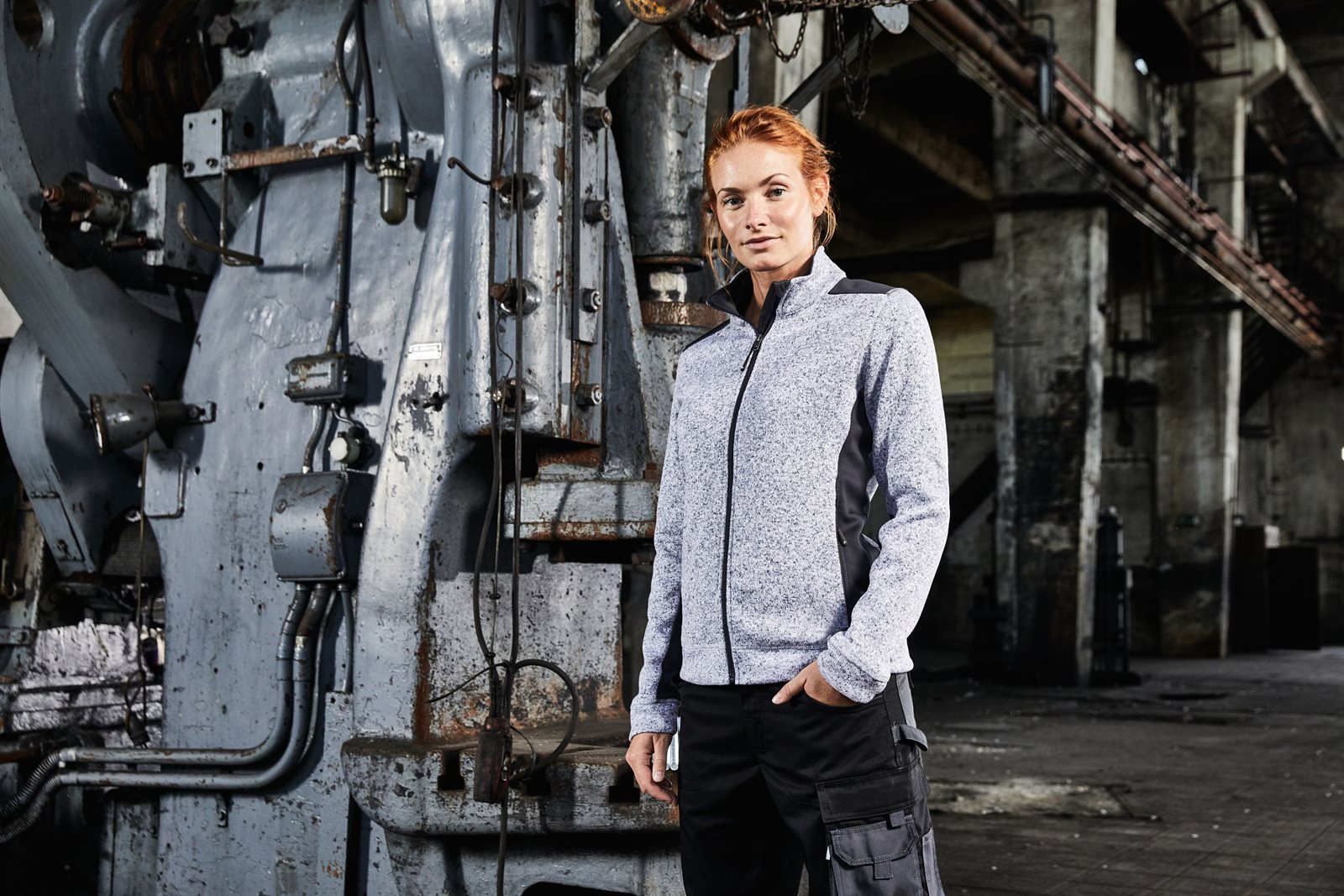 Jacke Damen – Ladies' Knitted Workwear Fleece Jacket - STRONG -, Detailansicht