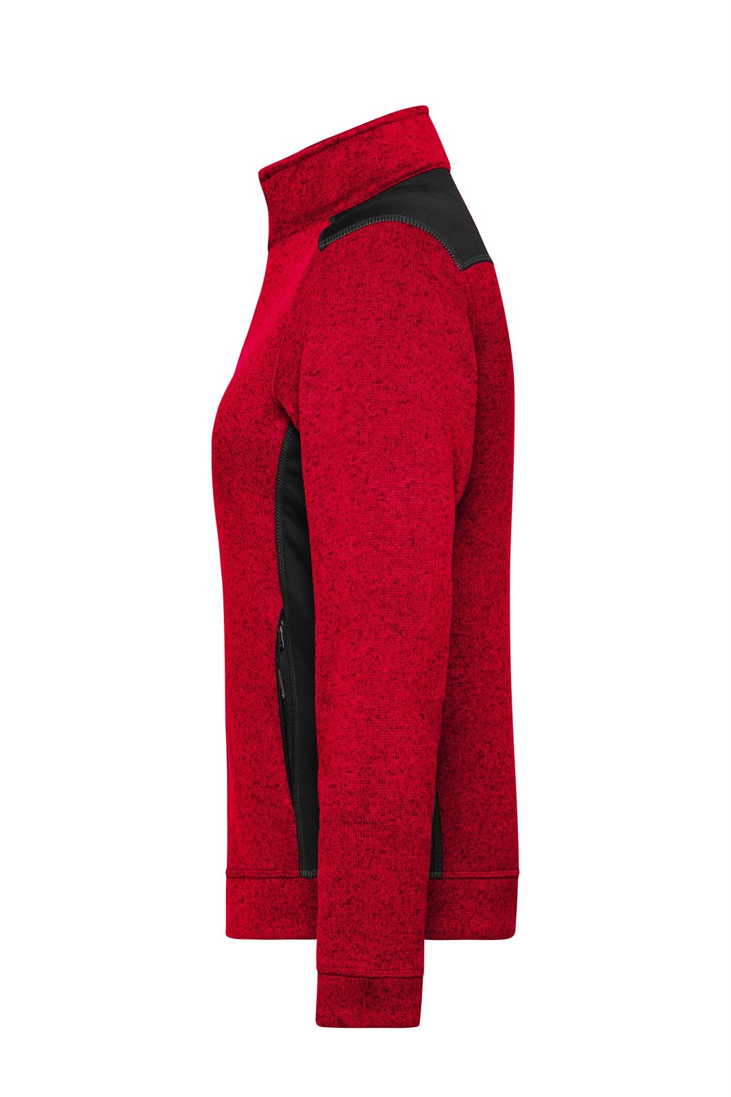 Jacke Damen Rot/Schwarz – Ladies' Knitted Workwear Fleece Jacket - STRONG -, Detailansicht