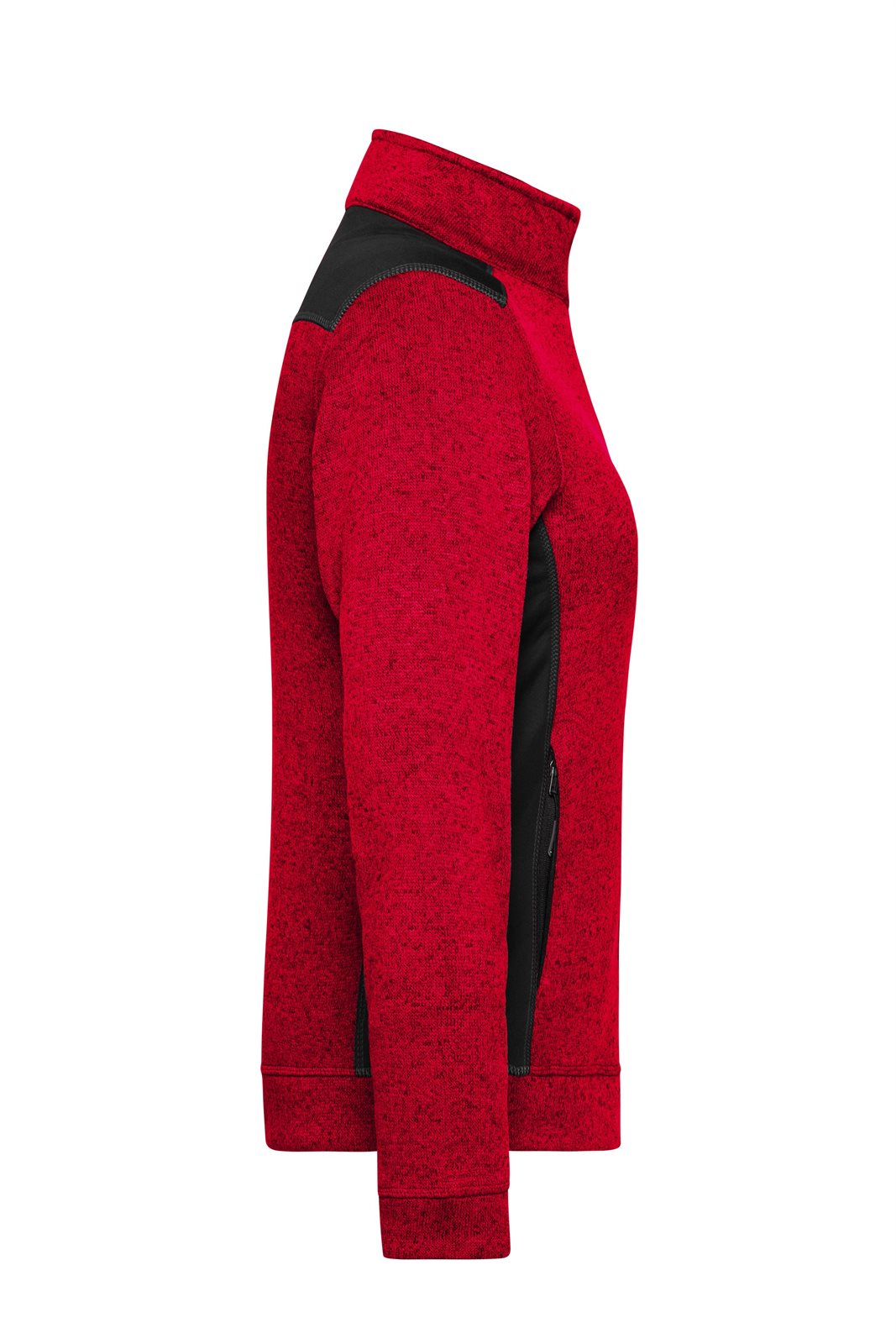 Jacke Damen Rot/Schwarz – Ladies' Knitted Workwear Fleece Jacket - STRONG -, Detailansicht