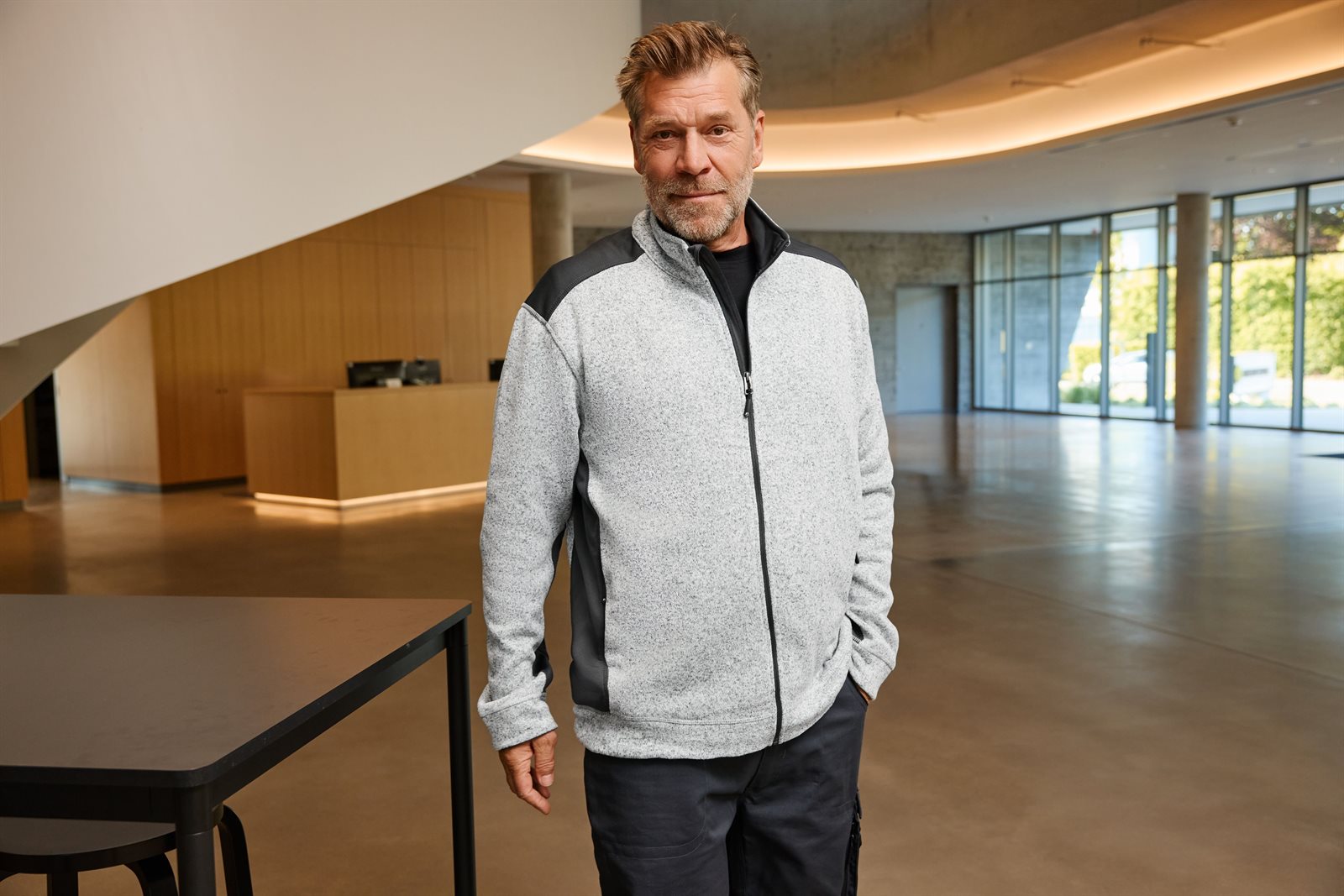 Jacke Herren – Men's Knitted Workwear Fleece Jacket - STRONG -, Detailansicht