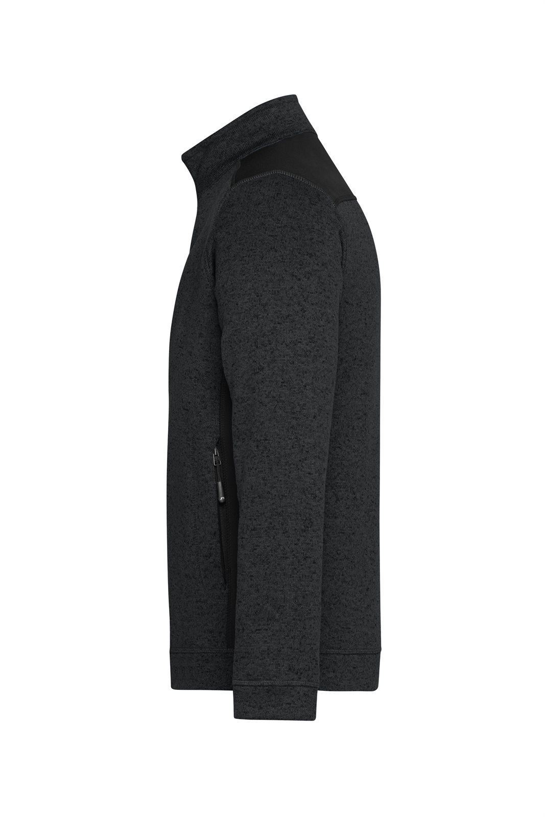 Jacke Herren Schwarz – Men's Knitted Workwear Fleece Jacket - STRONG -, Detailansicht