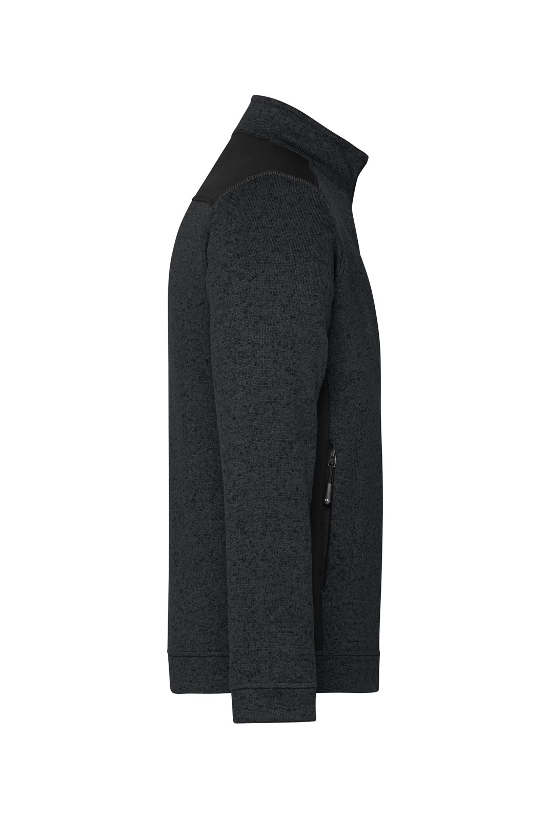 Jacke Herren Schwarz – Men's Knitted Workwear Fleece Jacket - STRONG -, Detailansicht