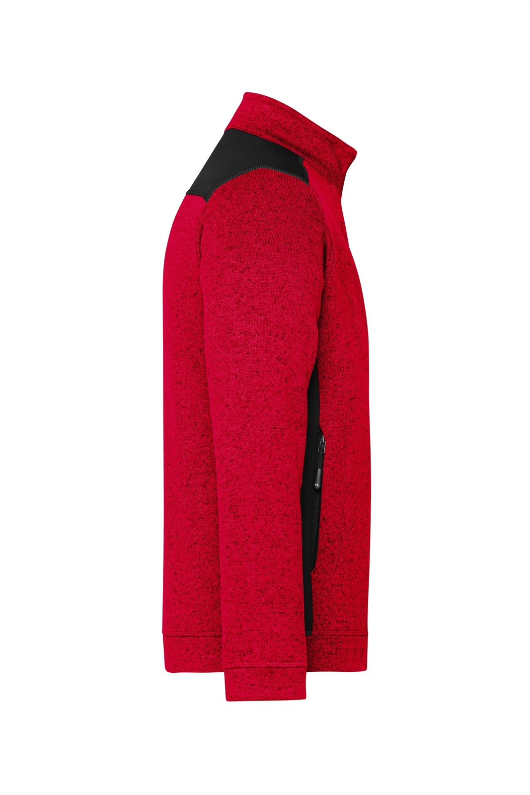 Jacke Herren Rot/Schwarz – Men's Knitted Workwear Fleece Jacket - STRONG -, Detailansicht