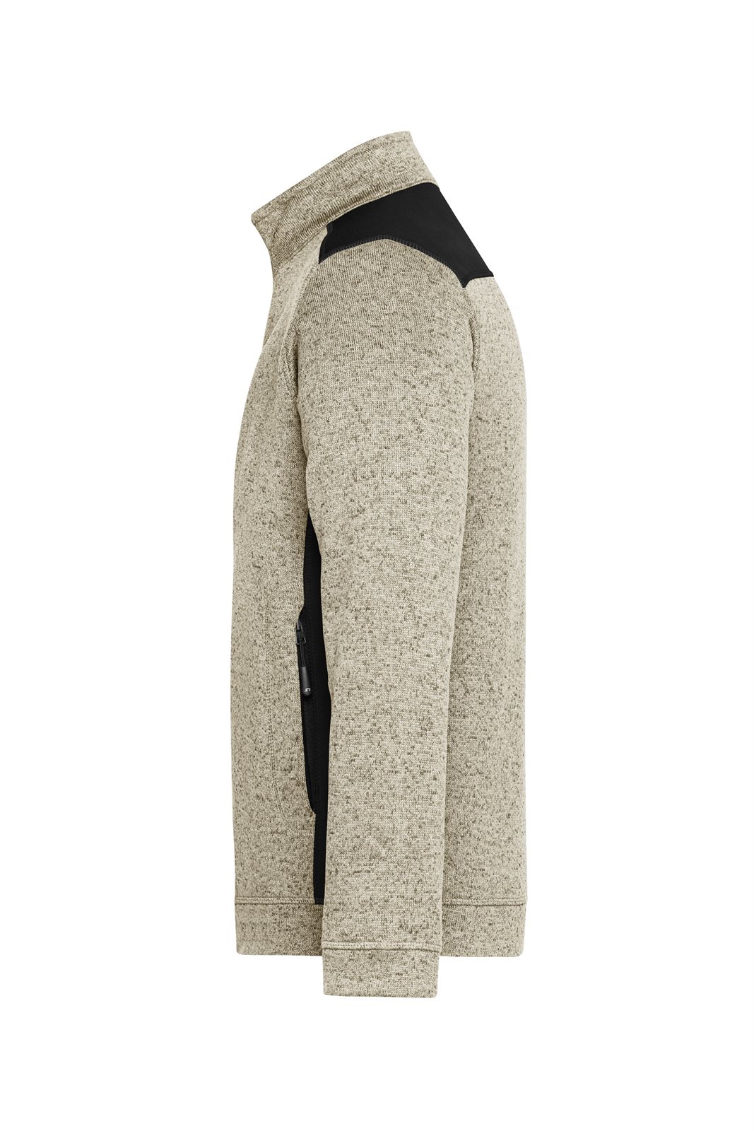 Jacke Herren Grau/Schwarz – Men's Knitted Workwear Fleece Jacket - STRONG -, Detailansicht