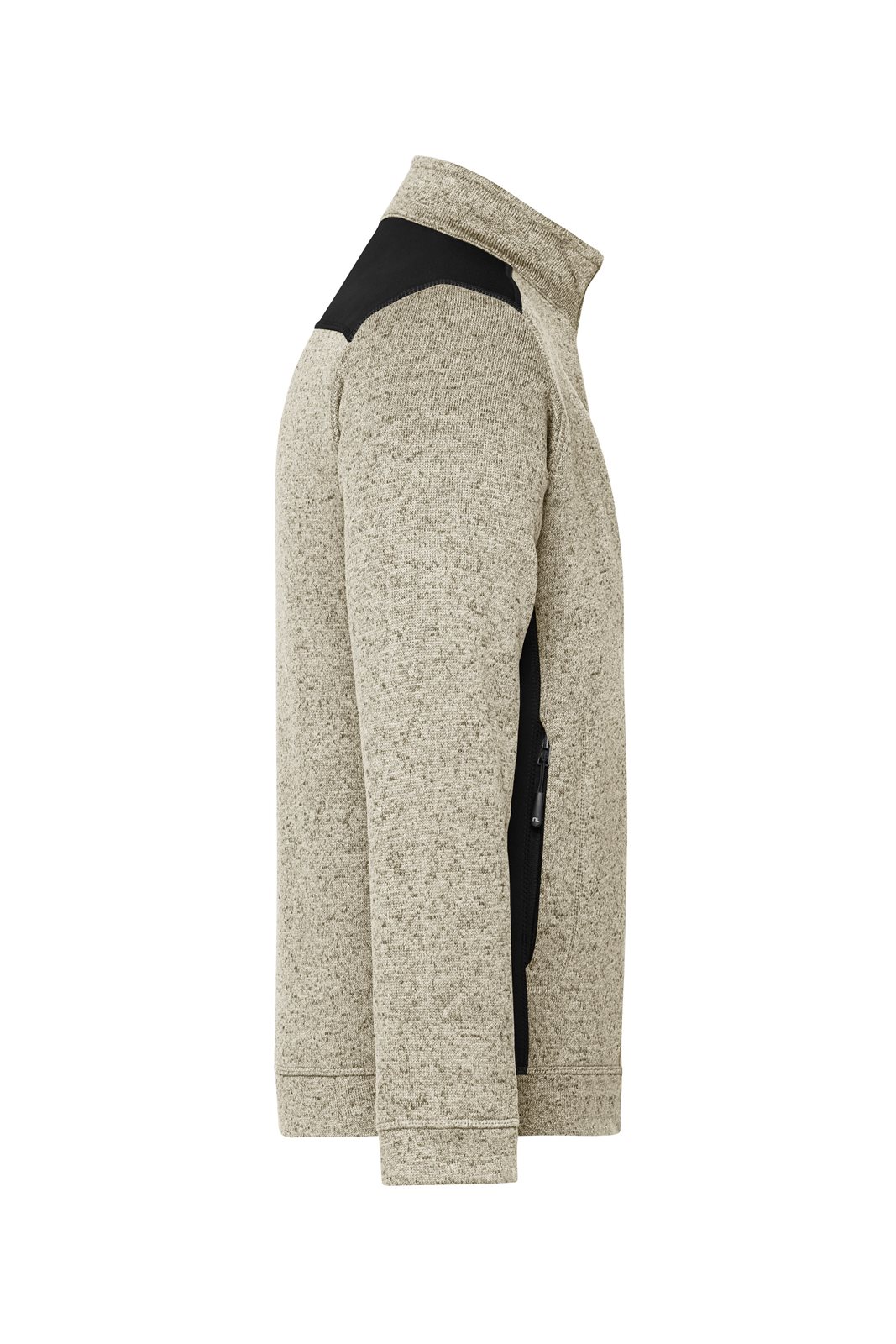 Jacke Herren Grau/Schwarz – Men's Knitted Workwear Fleece Jacket - STRONG -, Detailansicht