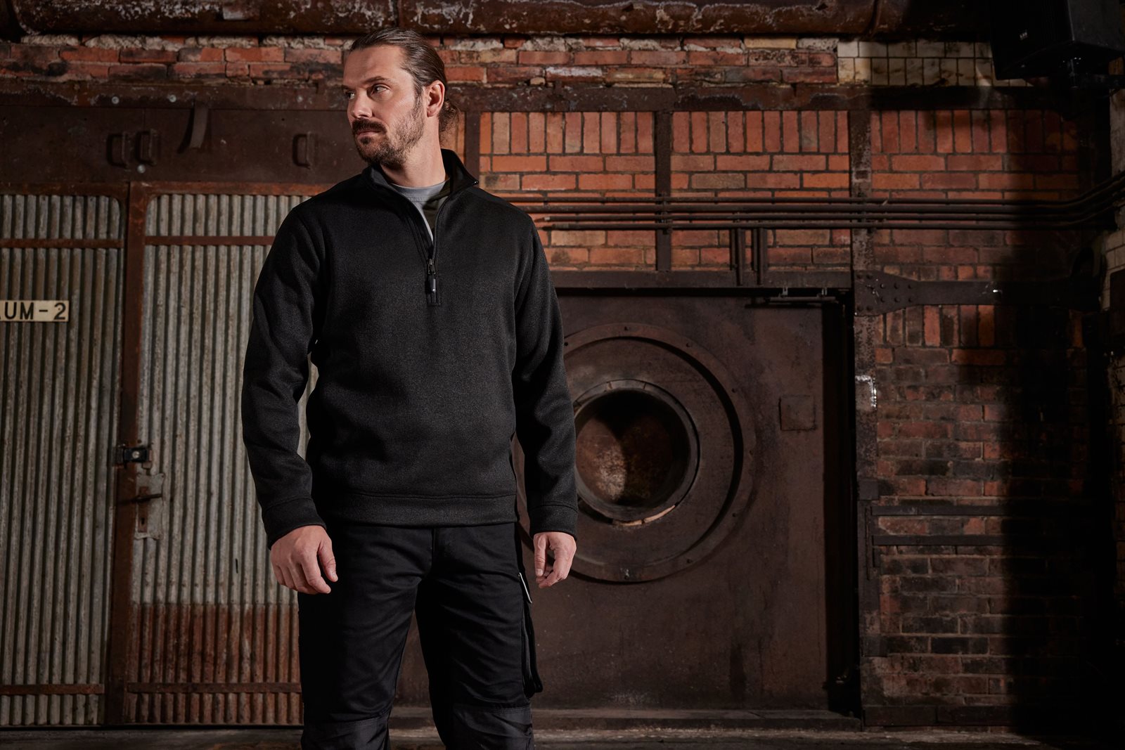 Pullover Unisex – Men's Knitted Workwear Fleece Half-Zip - STRONG -, Detailansicht