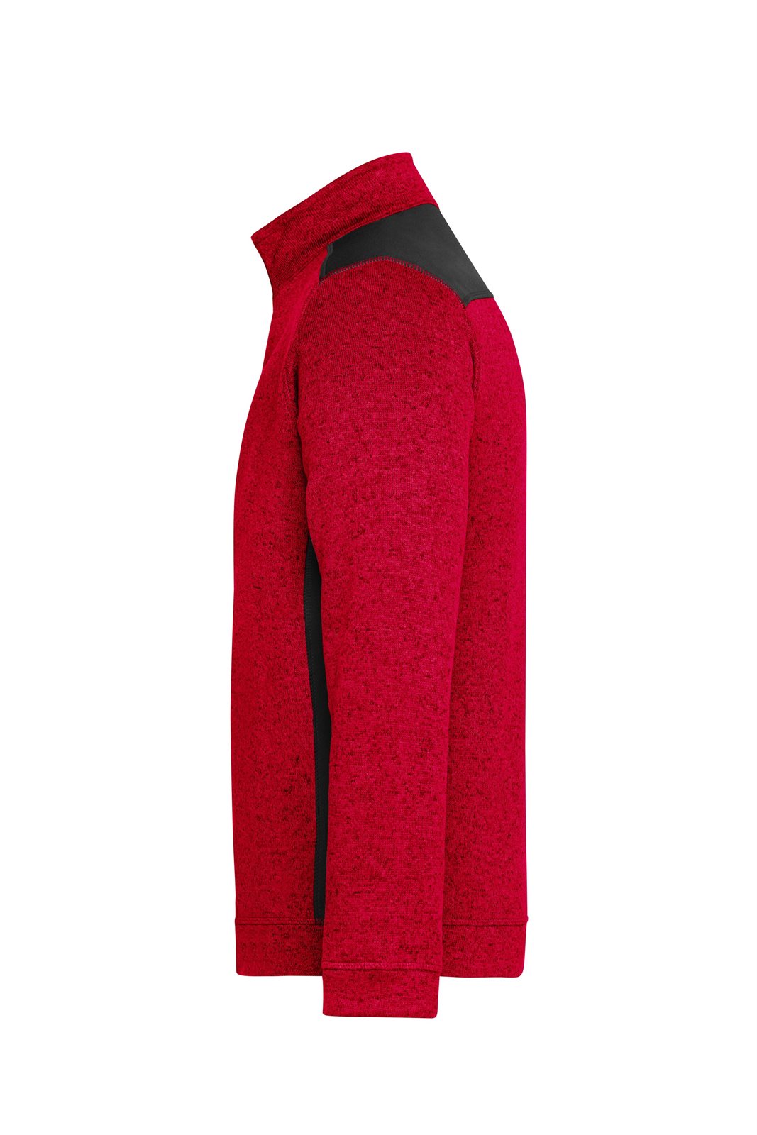 Pullover Unisex Rot/Schwarz – Men's Knitted Workwear Fleece Half-Zip - STRONG -, Detailansicht
