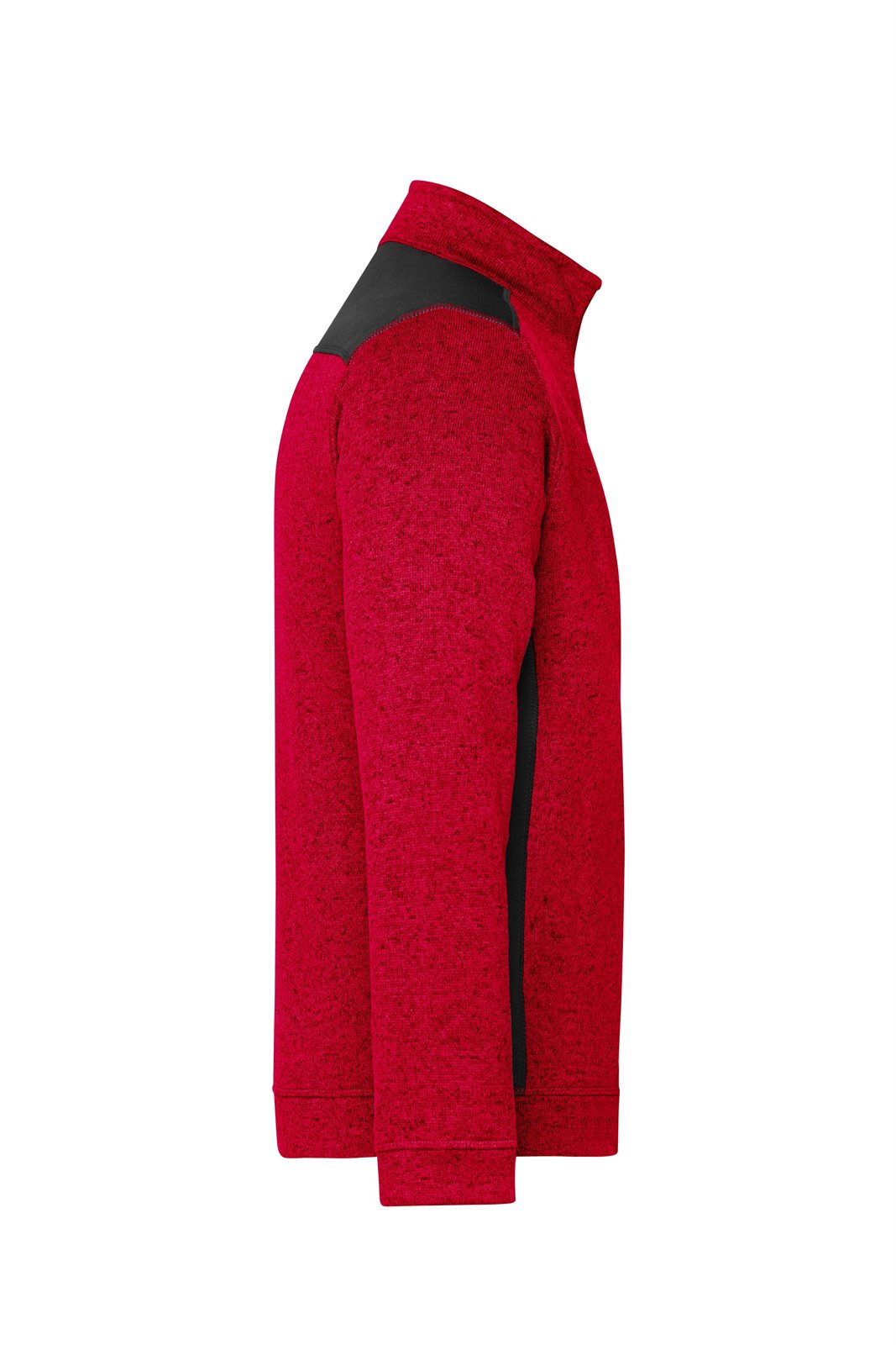 Pullover Unisex Rot/Schwarz – Men's Knitted Workwear Fleece Half-Zip - STRONG -, Detailansicht