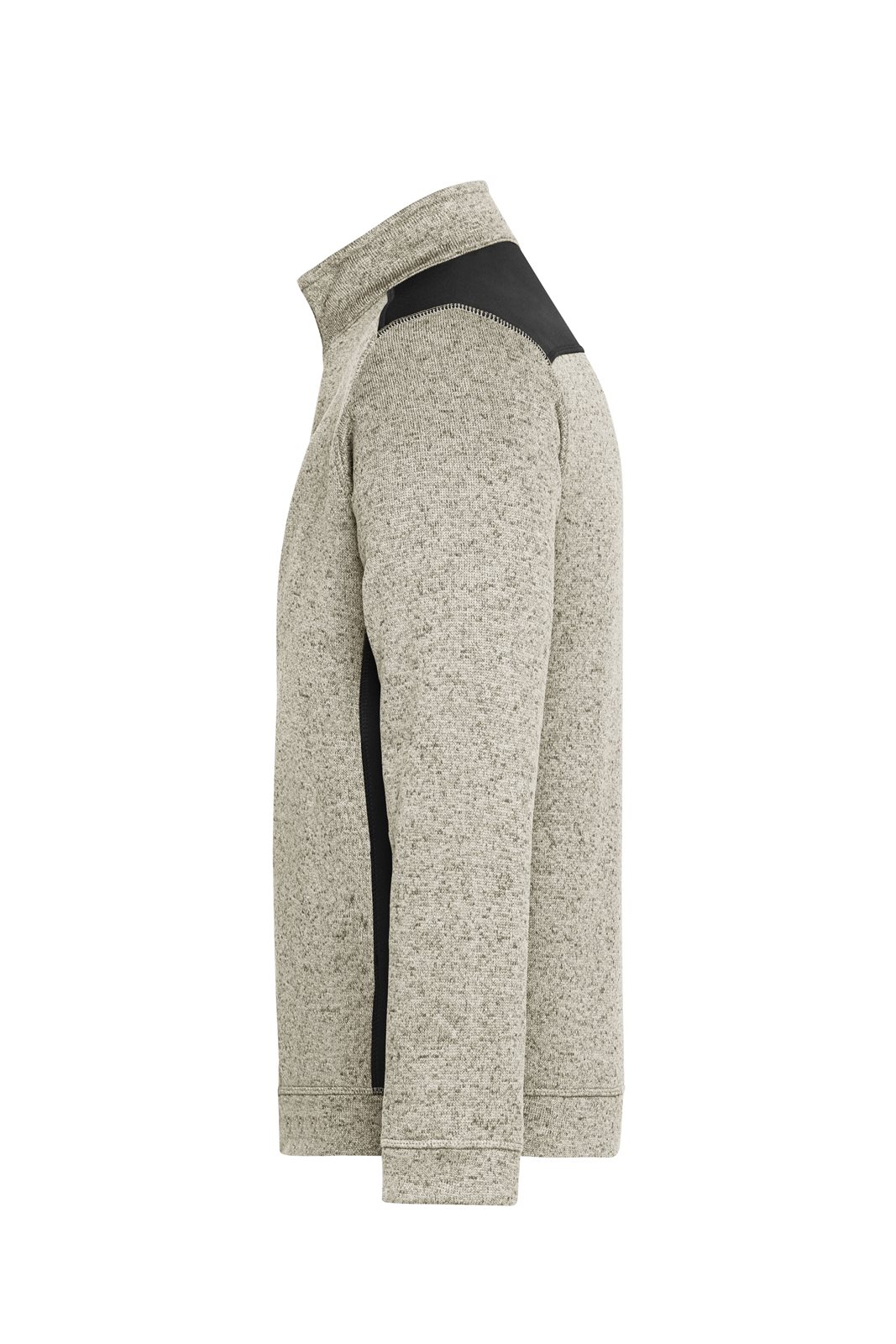 Pullover Unisex Grau/Schwarz – Men's Knitted Workwear Fleece Half-Zip - STRONG -, Detailansicht