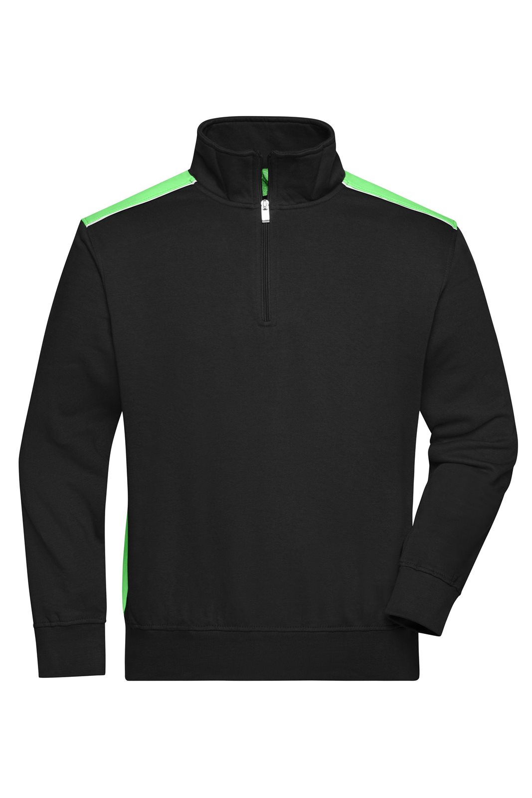 Pullover Unisex Schwarz/Grün – Workwear Half-Zip Sweat - COLOR -
