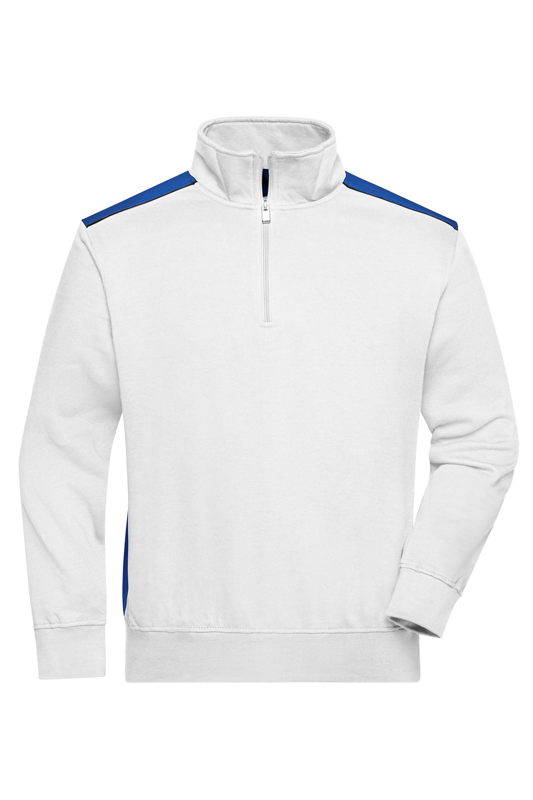 Pullover Unisex Weiß/Blau – Workwear Half-Zip Sweat - COLOR -
