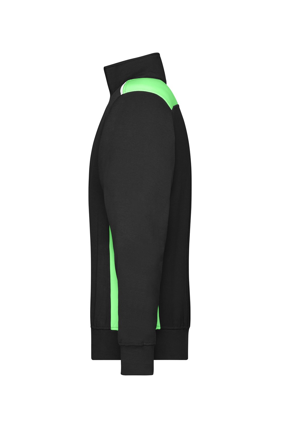 Pullover Unisex Schwarz/Grün – Workwear Half-Zip Sweat - COLOR -, Detailansicht