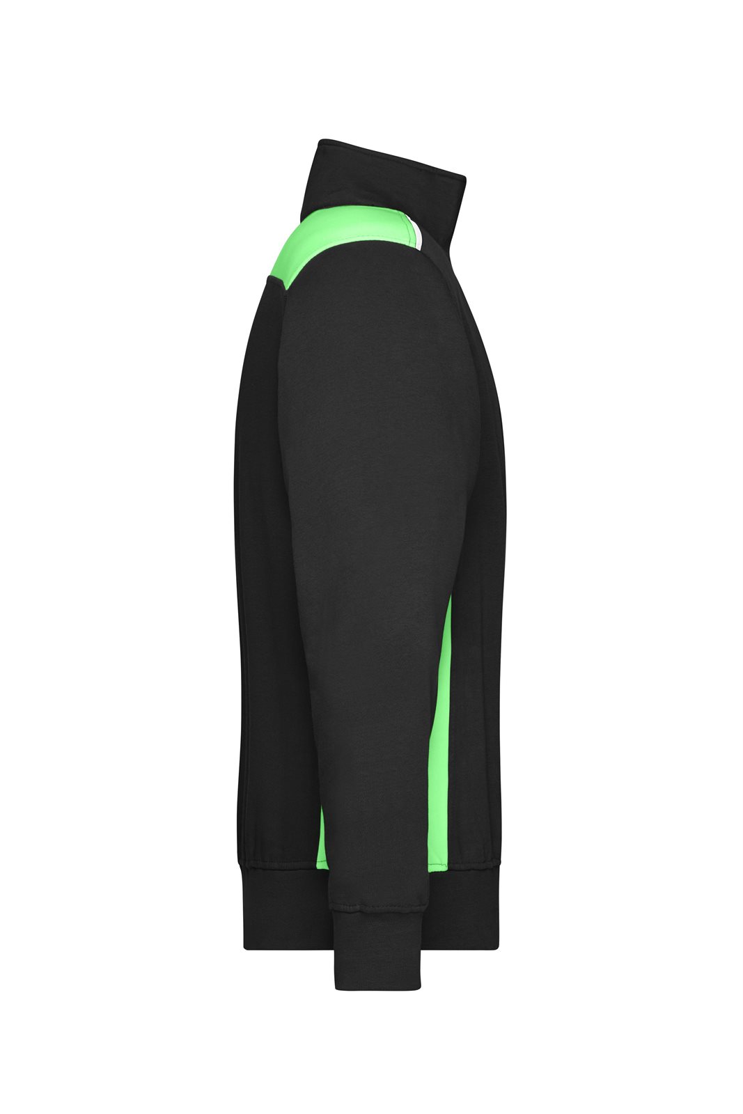 Pullover Unisex Schwarz/Grün – Workwear Half-Zip Sweat - COLOR -, Detailansicht