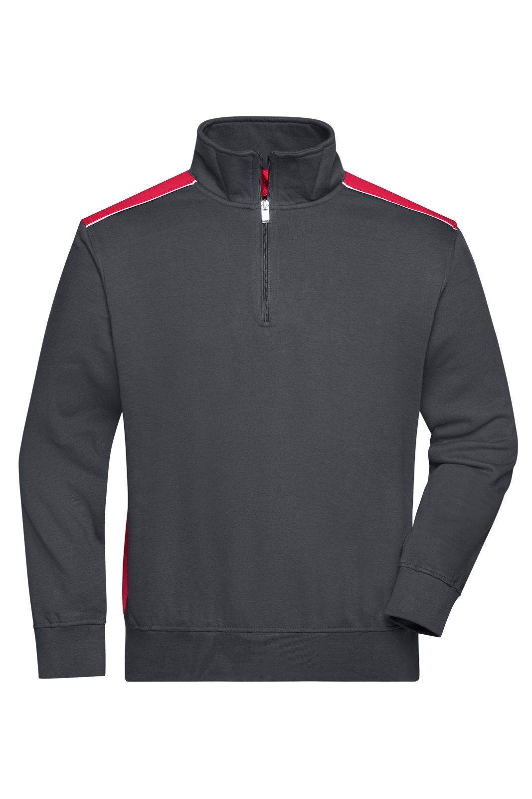 Pullover Unisex Rot/Grau – Workwear Half-Zip Sweat - COLOR -