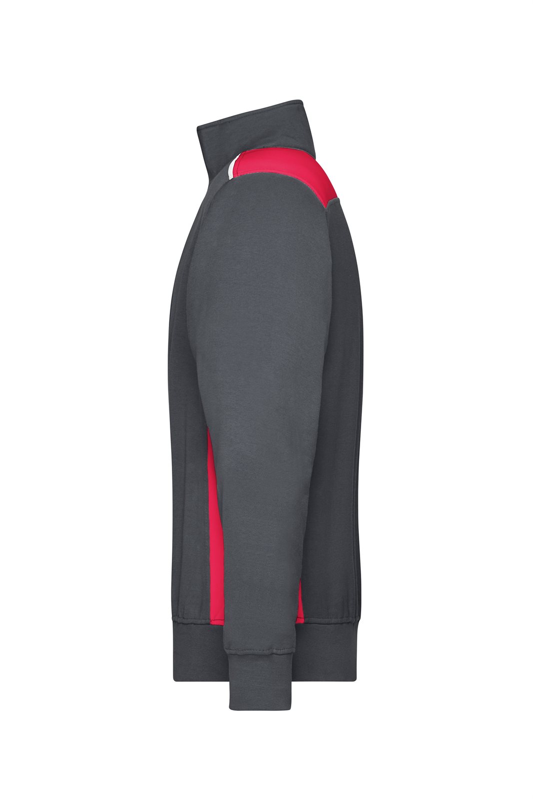 Pullover Unisex Rot/Grau – Workwear Half-Zip Sweat - COLOR -, Detailansicht
