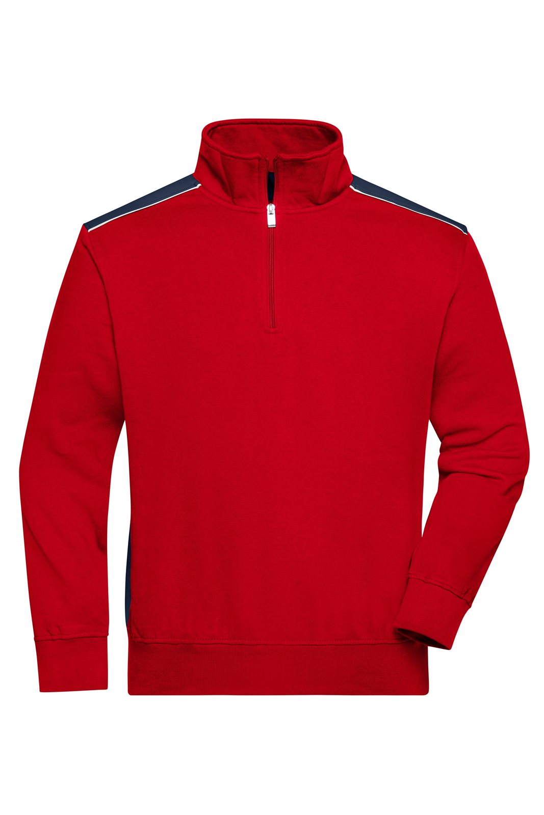 Pullover Unisex Rot/Blau – Workwear Half-Zip Sweat - COLOR -