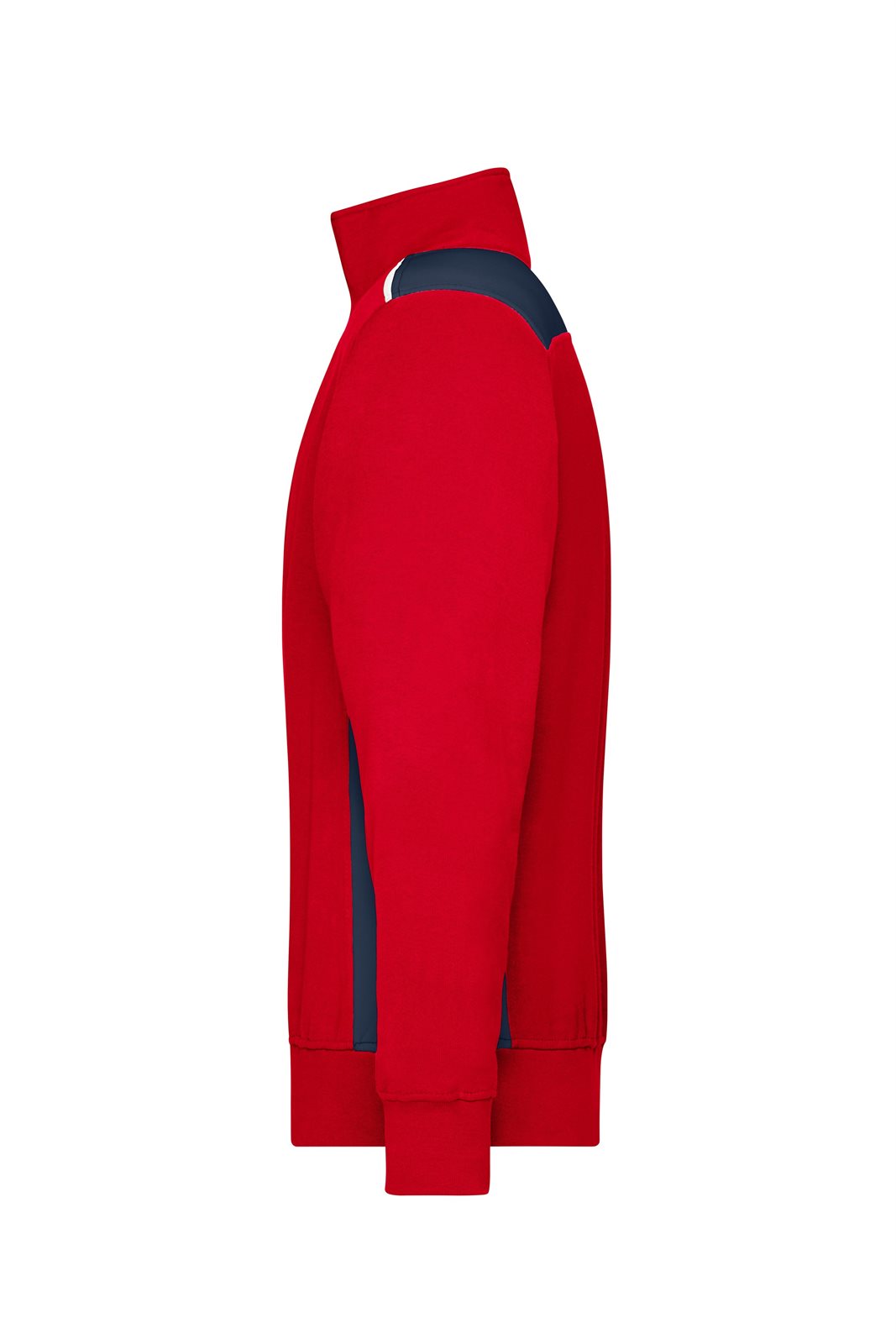 Pullover Unisex Rot/Blau – Workwear Half-Zip Sweat - COLOR -, Detailansicht