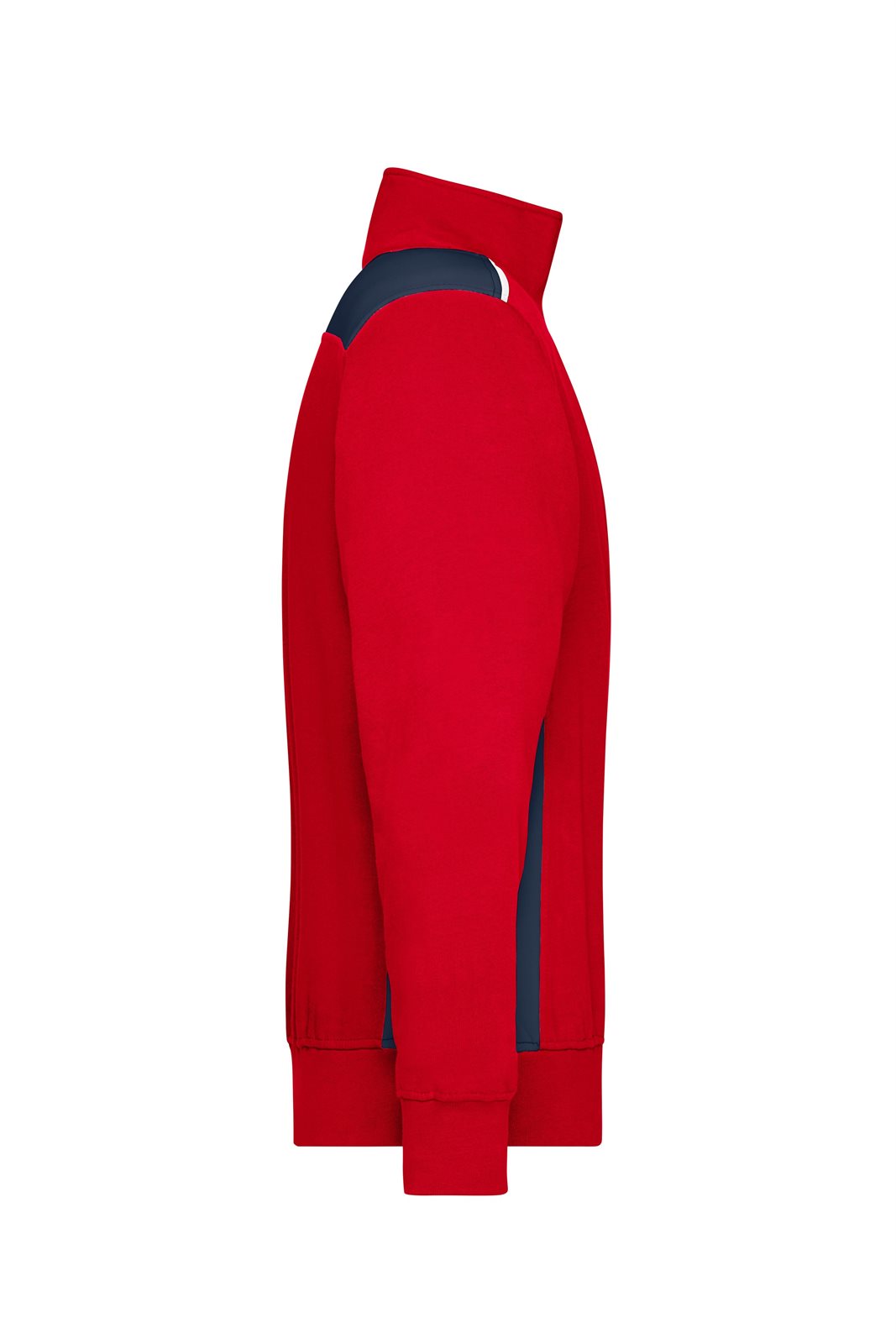 Pullover Unisex Rot/Blau – Workwear Half-Zip Sweat - COLOR -, Detailansicht