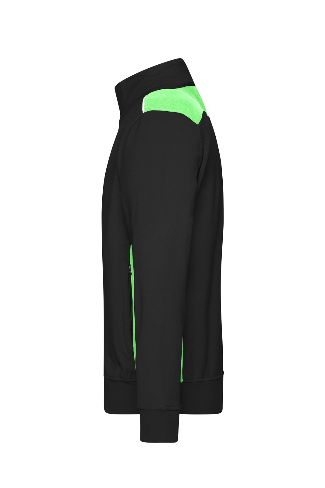 Jacke Unisex Schwarz/Grün – Workwear Sweat Jacket - COLOR -, Detailansicht