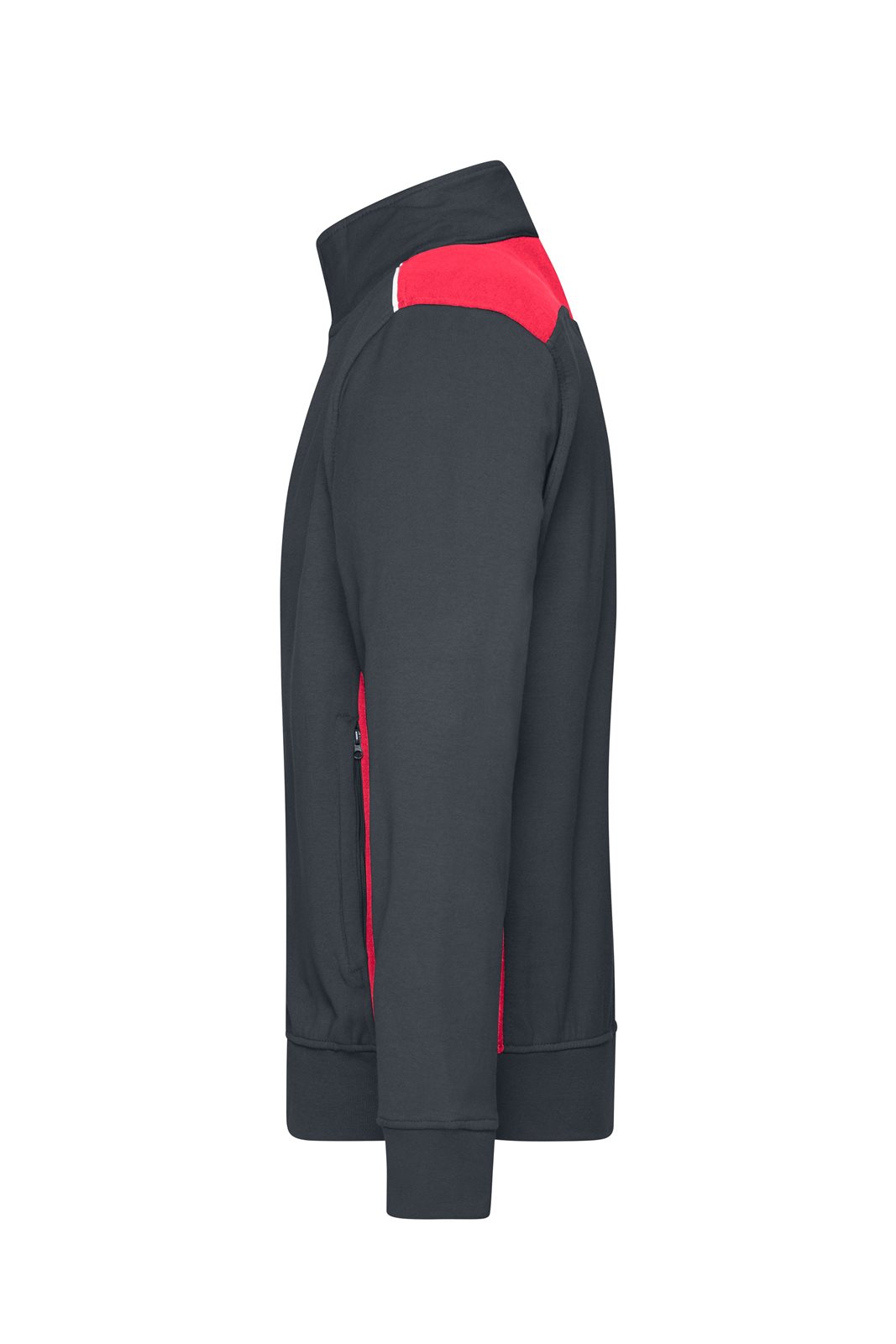 Jacke Unisex Rot/Grau – Workwear Sweat Jacket - COLOR -, Detailansicht
