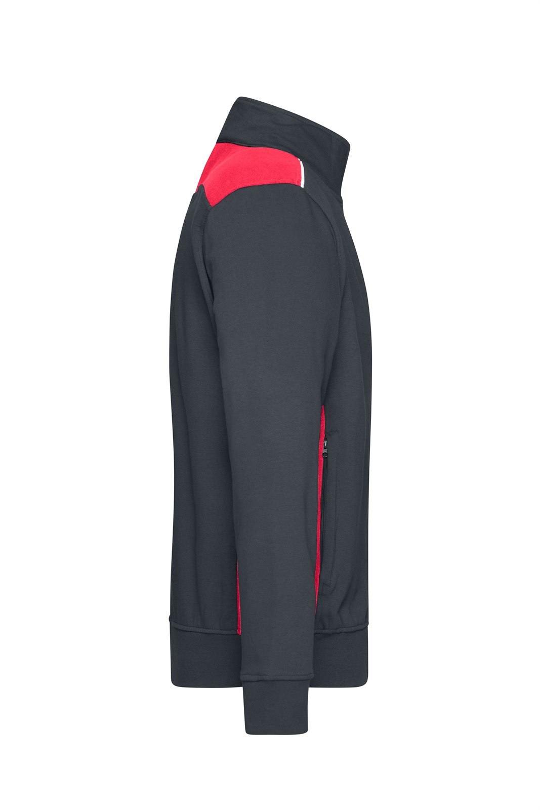 Jacke Unisex Rot/Grau – Workwear Sweat Jacket - COLOR -, Detailansicht