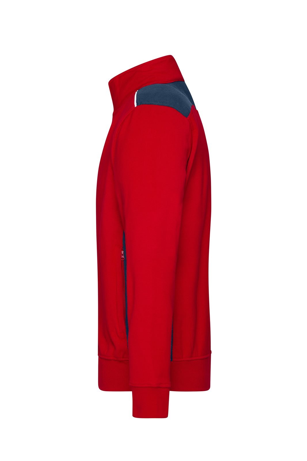Jacke Unisex Rot/Blau – Workwear Sweat Jacket - COLOR -, Detailansicht