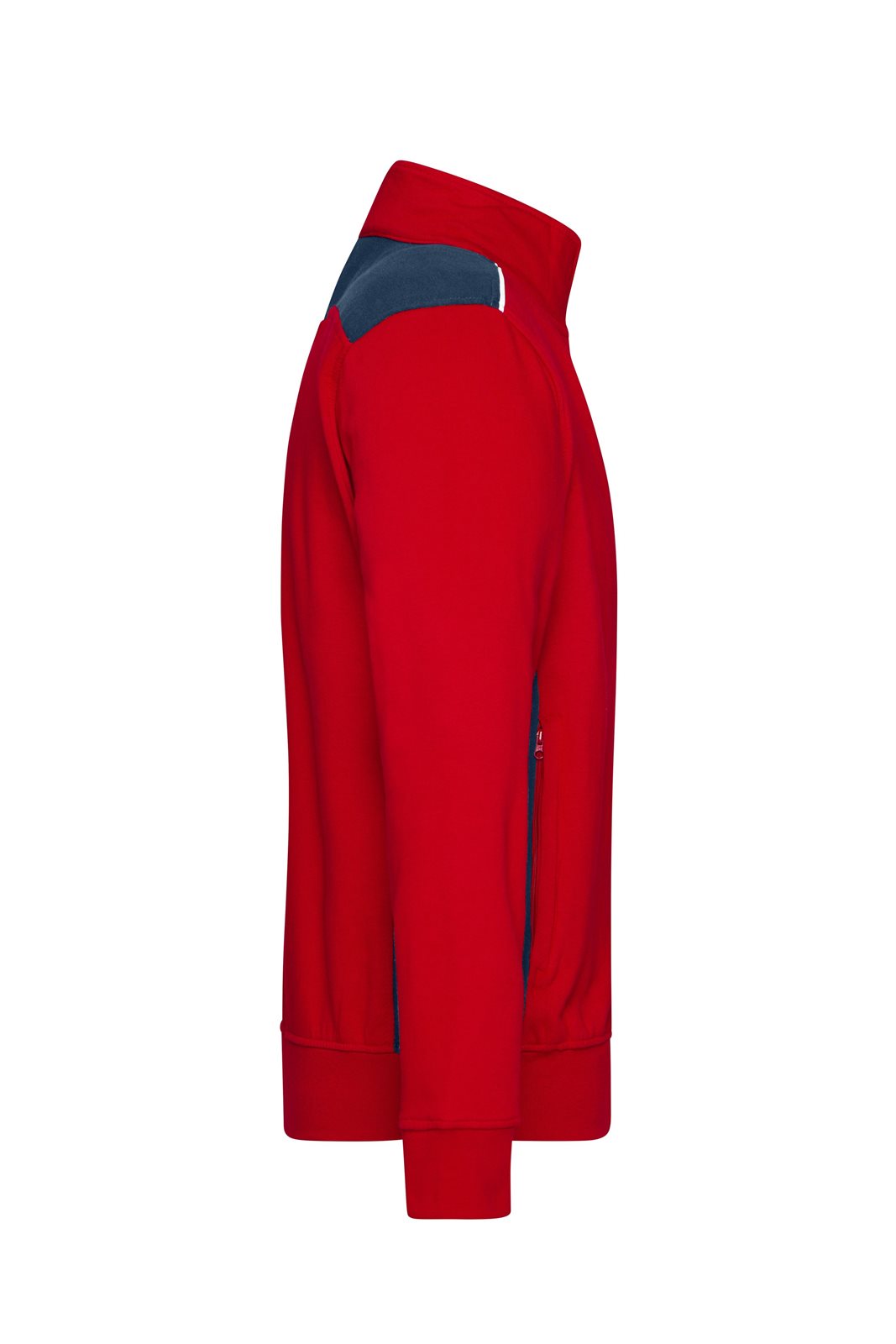 Jacke Unisex Rot/Blau – Workwear Sweat Jacket - COLOR -, Detailansicht