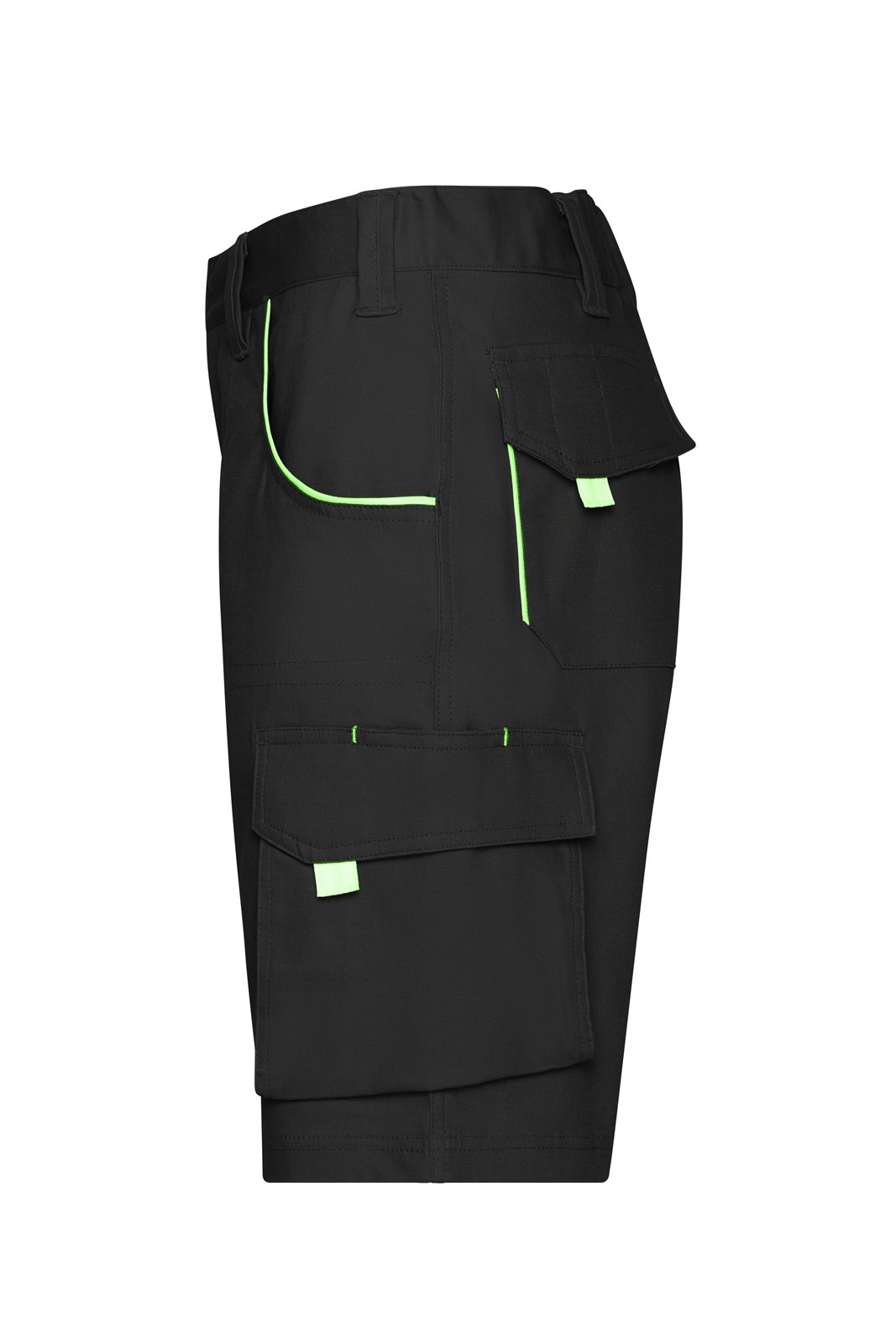 Hose Unisex Schwarz/Grün – Workwear Bermudas - COLOR -, Detailansicht