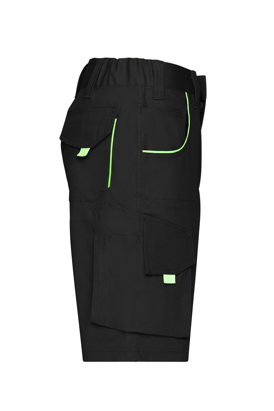 Hose Unisex Schwarz/Grün – Workwear Bermudas - COLOR -, Detailansicht