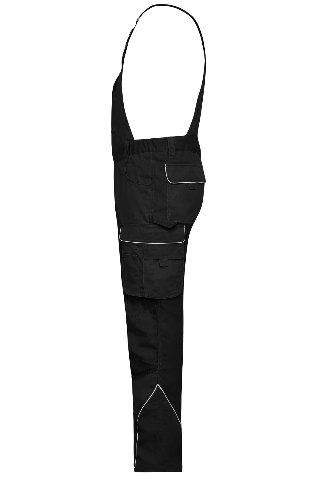 Hose Unisex Schwarz – Workwear Pants with Bib - SOLID -, Detailansicht