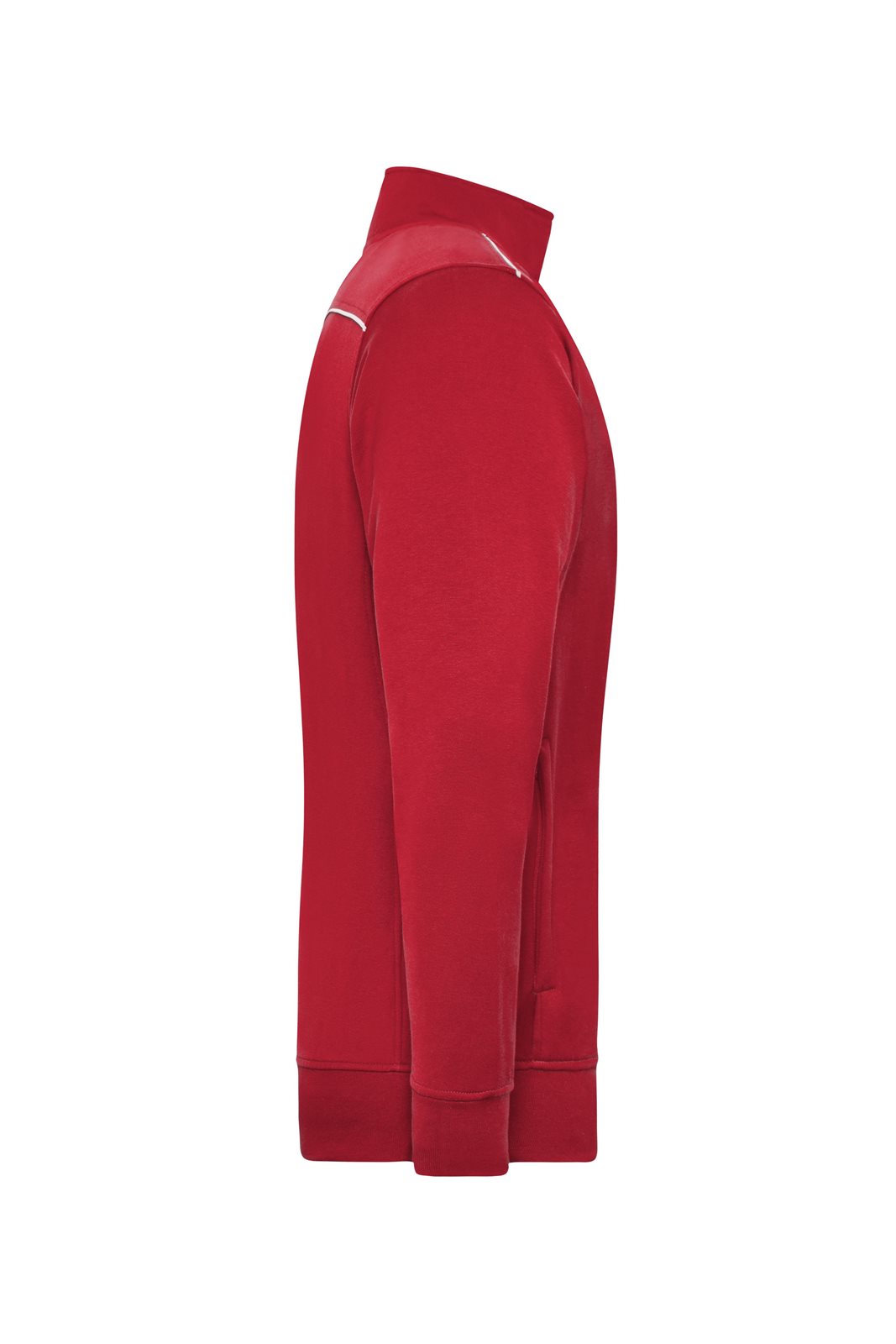 Jacke Unisex Rot – Workwear Sweat Jacket - SOLID -, Detailansicht