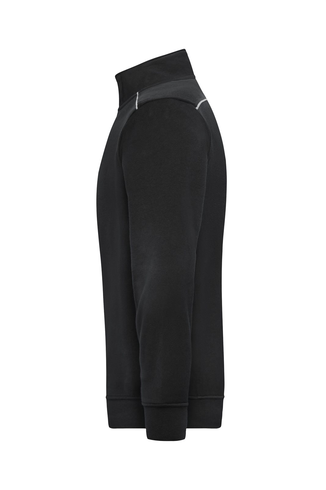 Pullover Unisex Schwarz – Workwear Half-Zip Sweat - SOLID -, Detailansicht