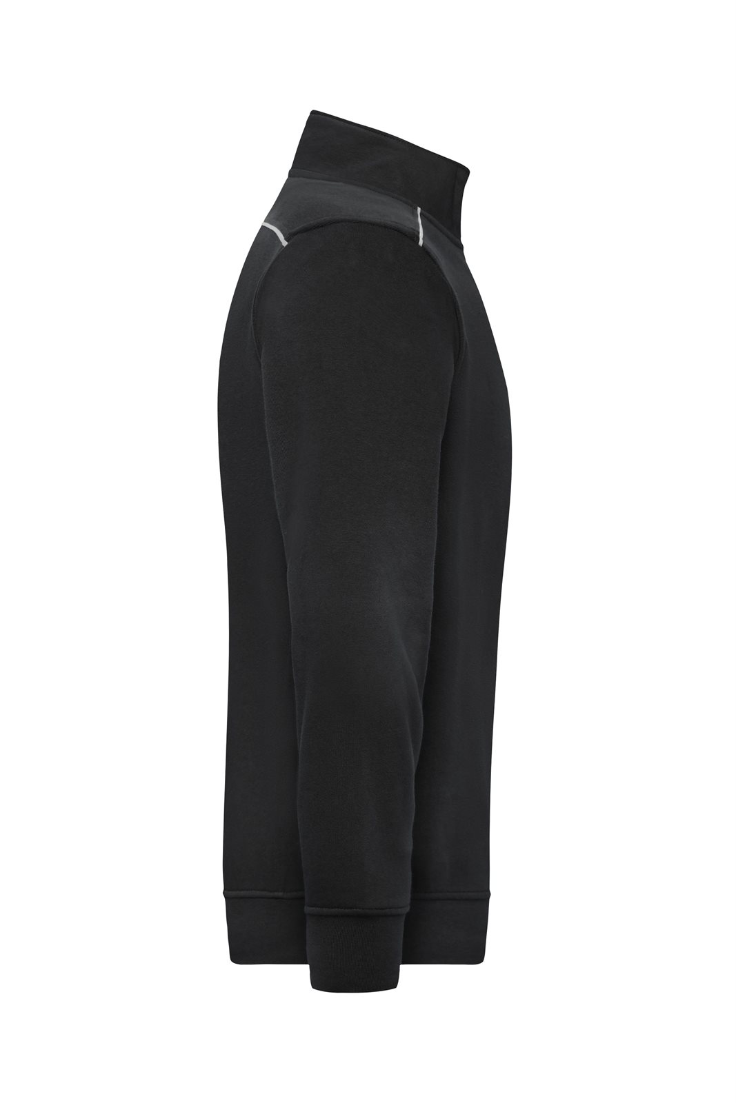 Pullover Unisex Schwarz – Workwear Half-Zip Sweat - SOLID -, Detailansicht
