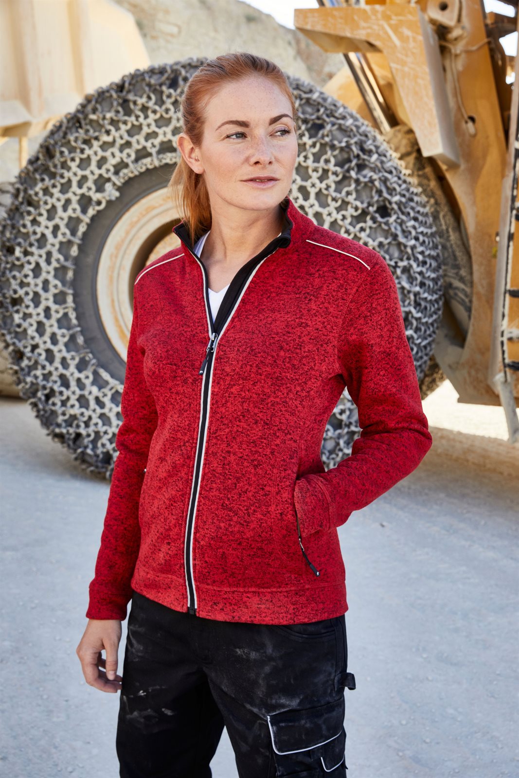 Jacke Damen – Ladies' Knitted Workwear Fleece Jacket - SOLID -, Detailansicht