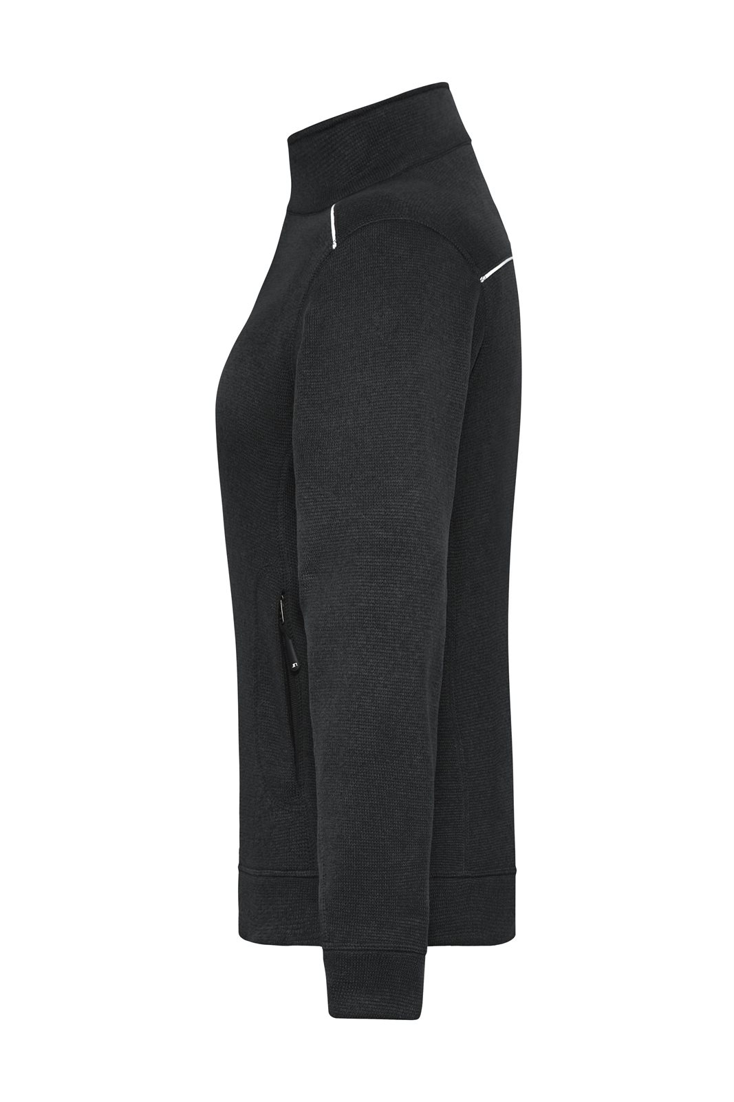 Jacke Damen Schwarz – Ladies' Knitted Workwear Fleece Jacket - SOLID -, Detailansicht