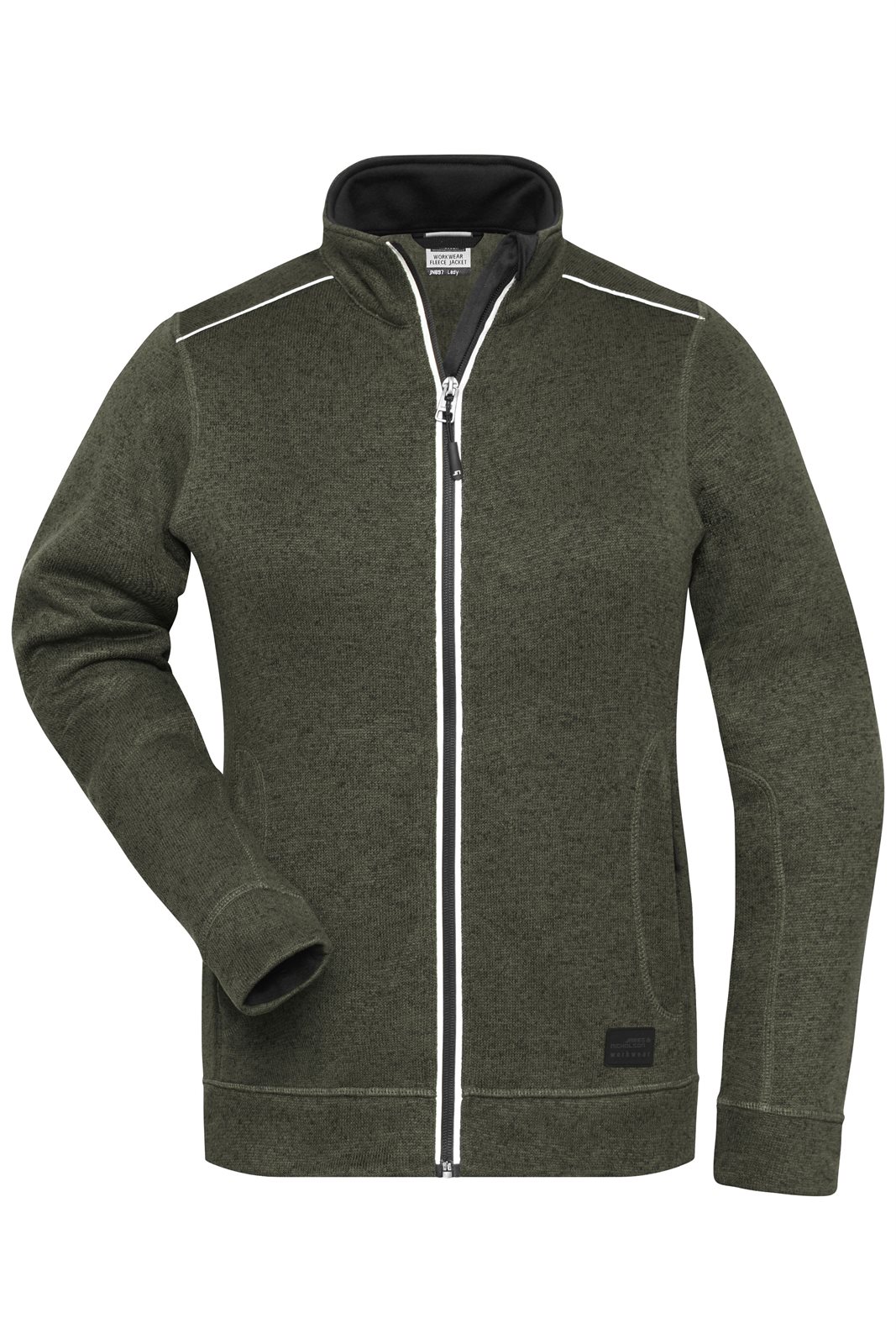Jacke Damen Grün/Oliv/Schwarz – Ladies' Knitted Workwear Fleece Jacket - SOLID -