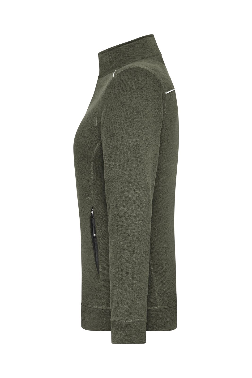 Jacke Damen Grün/Oliv/Schwarz – Ladies' Knitted Workwear Fleece Jacket - SOLID -, Detailansicht